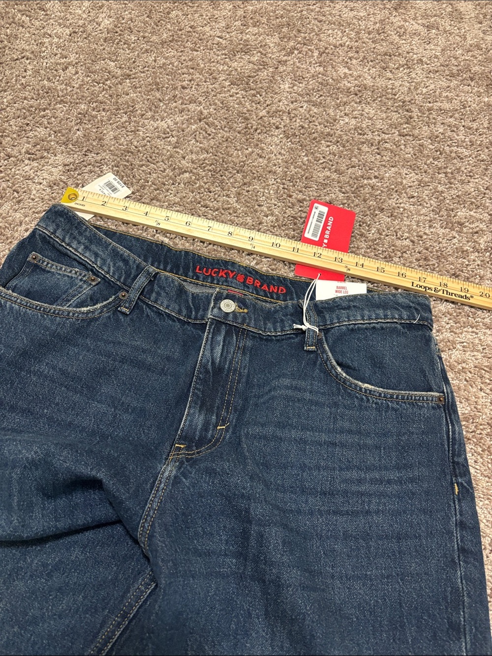 Silhouettes Denim Lucky Brand Barrel Wide Leg Women's Indigo Jeans Carpenter - Picture 5 of 10
